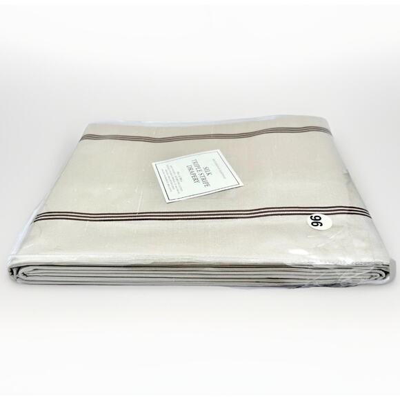 Restoration Hardware Silk Triple Stripe Drapery Panel 50" x 96" Sand New - Picture 3 of 8